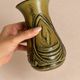 Khaki stoneware vase, wabi-sabi style, brutalist vintage ceramics.