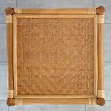 Vintage woven bamboo and wicker stool