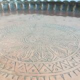 Islamic art Tray with ornaments  engraved copper with pewter coating traces
