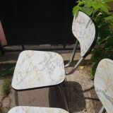 Set of 2 formica chairs type marble + 1 stool