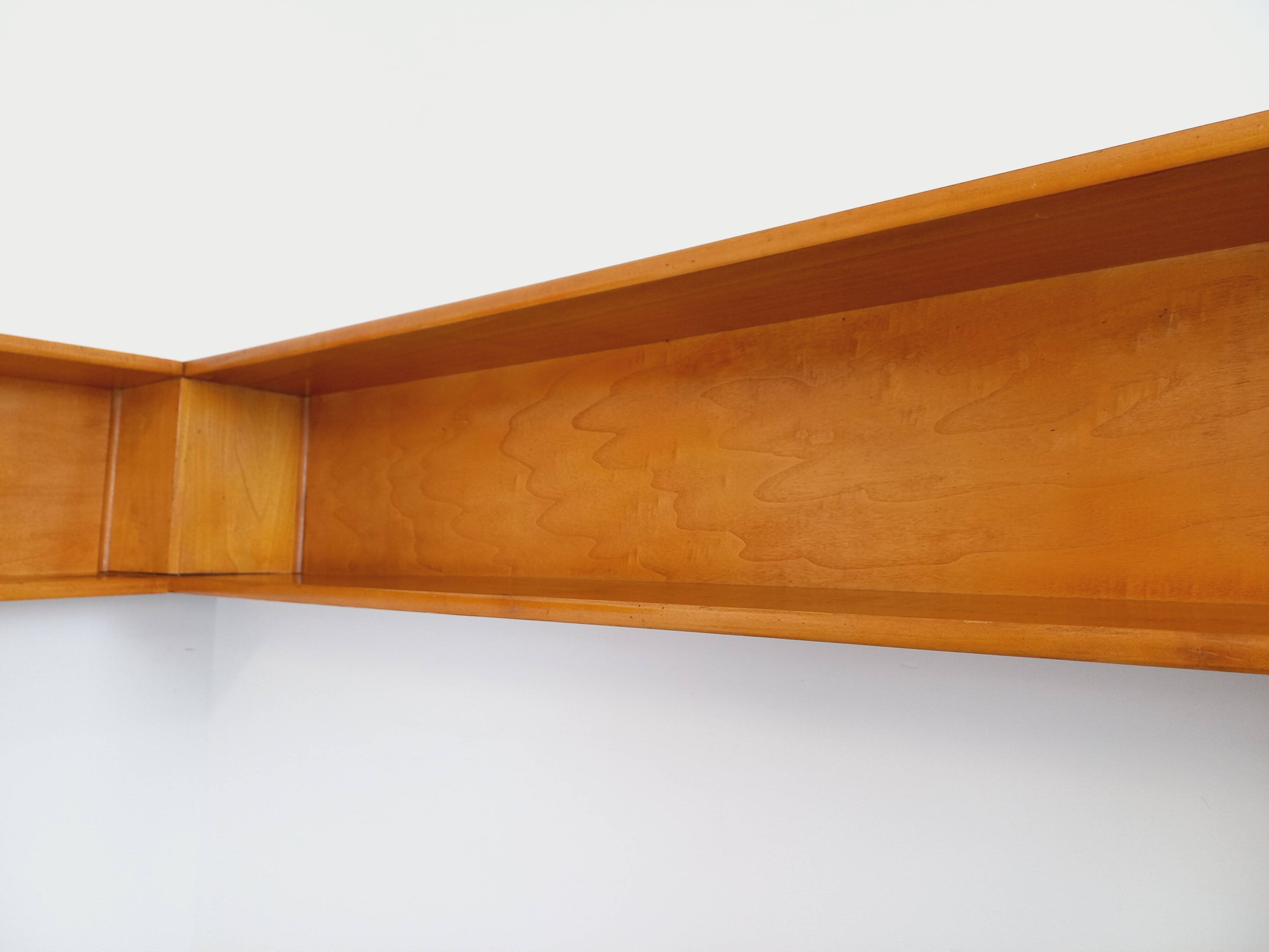 Vintage wooden corner wall shelf from the 60s 70s.