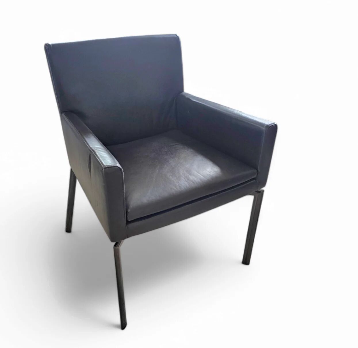 2 x Manet Minotti arm chairs 1990s / dark brown leather / chrome height 83