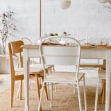 Table de ferme en bois – pied crème