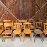 Series of 20 vintage mismatched bentwood bistro chairs