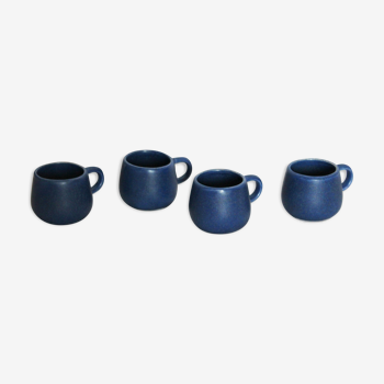 4 tasses en céramique bleues