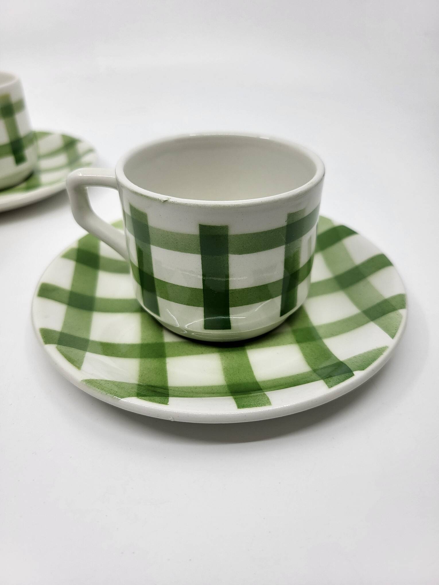 Moulin des Loups Orchies coffee set with French green tablecloth (25p)