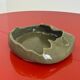 Vintage ceramic asymmetrical bowl in olive green