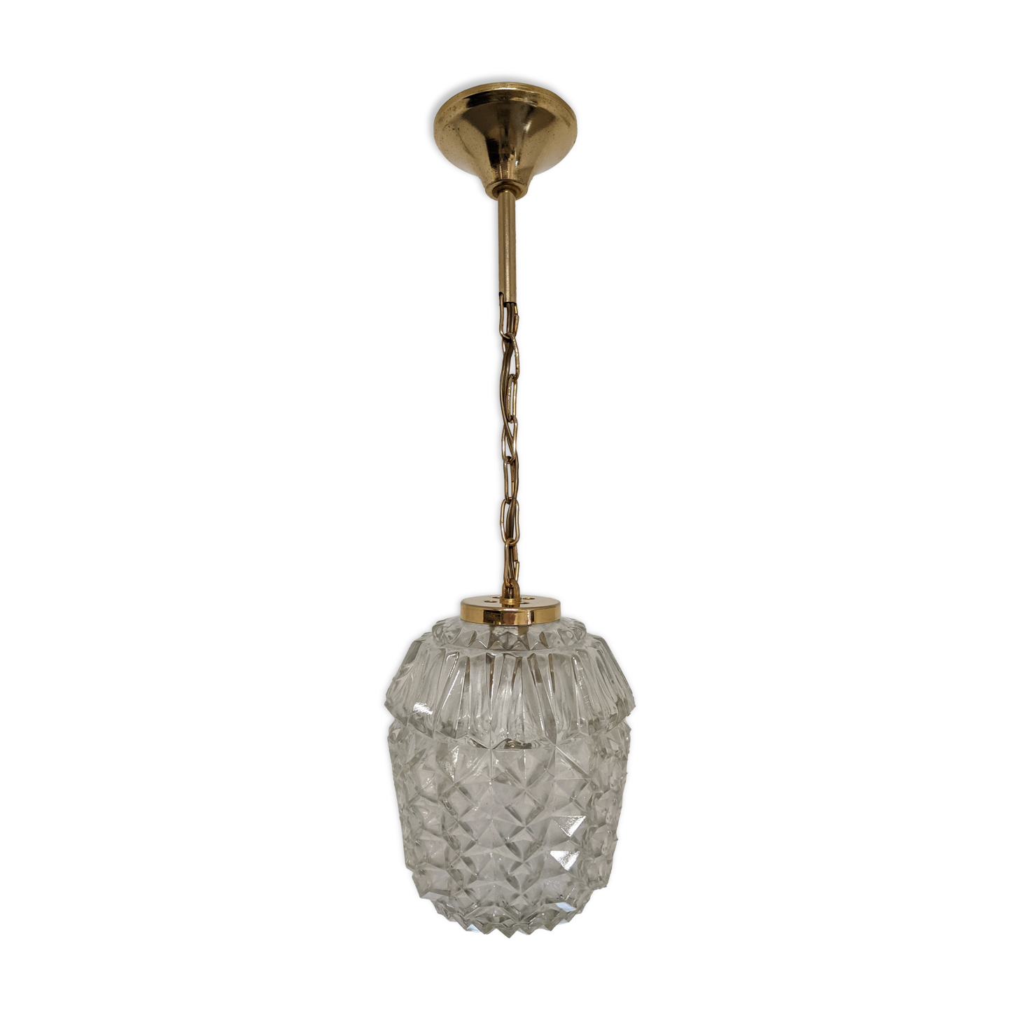 Vintage molded glass pendant lamp from the 50s/60s