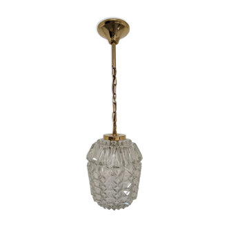 Vintage molded glass pendant lamp from the 50s/60s