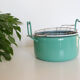 Enamelled metal fryer, pale green, vintage