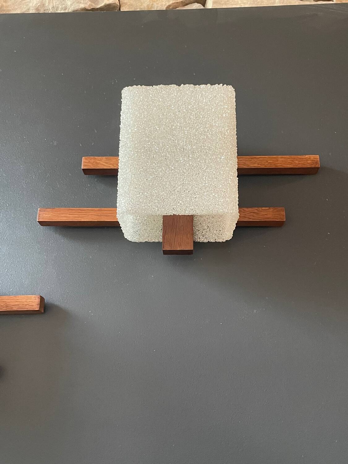 Vintage wood and perspex wall lights