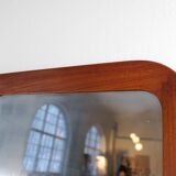Mid-century modern sculptural wall mirror, teak, crystal glass, Glas & Trä, 1960s
