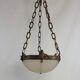 Art Deco pendant light in gilded brass and Clichy glass