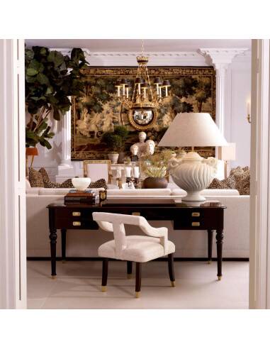 Pair of table lamps with antique look and brushed brass finish.