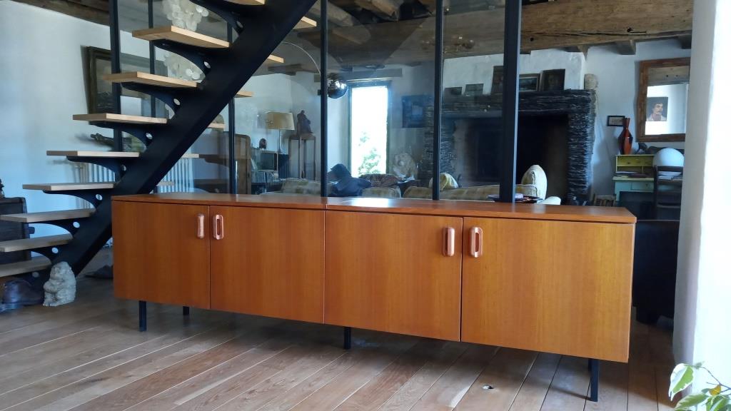 Teak veneer sideboard