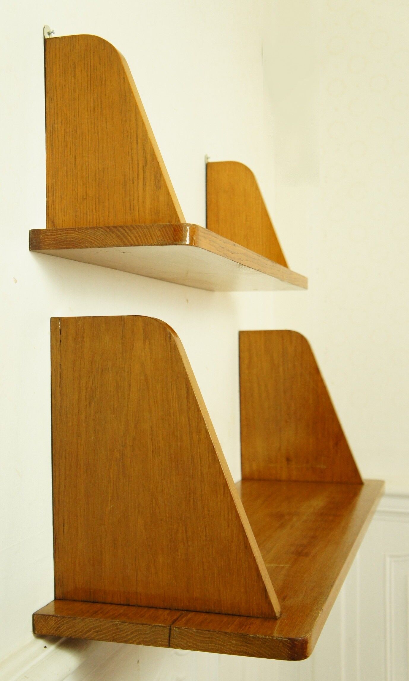 Set of 2 shelves solid oak 1950