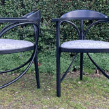 Pair of Thonet armchairs model 225 in stained black beech.