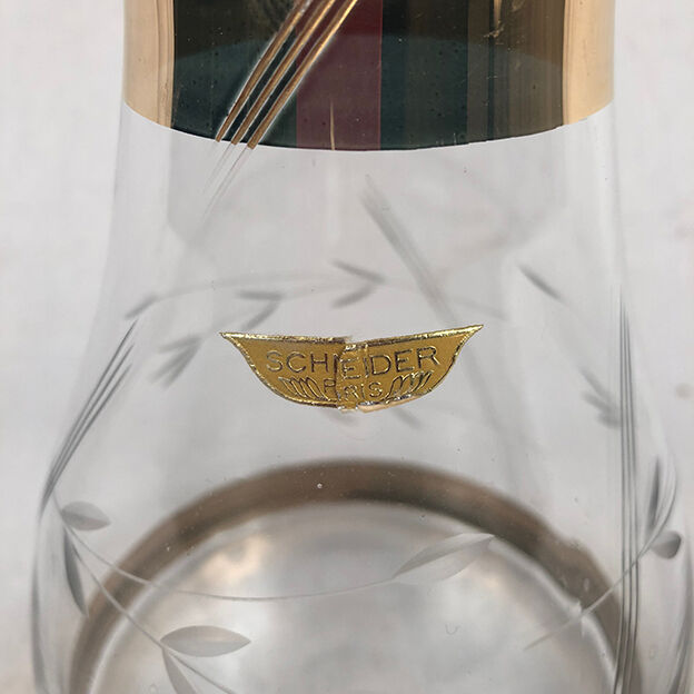 Schneider carafe cut glass and gold nets