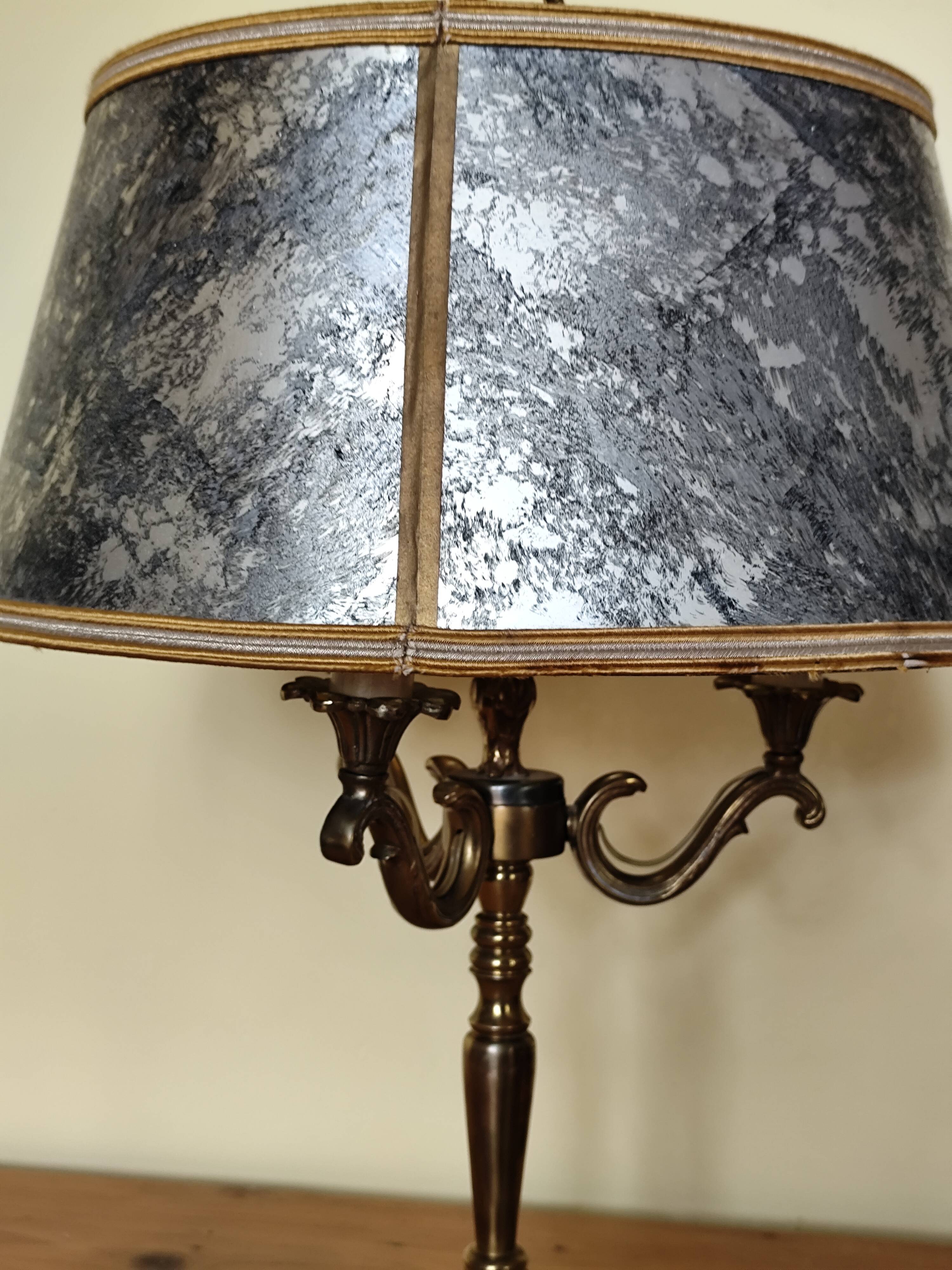 brass three-light bouillotte lamp, desk lamp
