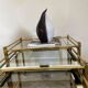 Trio of coffee tables "Nido" brass and glass Italy 70s