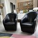 Paire fauteuil cabriolet cuir noir 1990