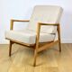 PRL armchair "Stefan" wooden oak vintage beige boucle