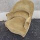 Antique Napoleon III crab chair in patinated mustard velvet.