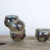 Series of 5 vintage stoneware cups