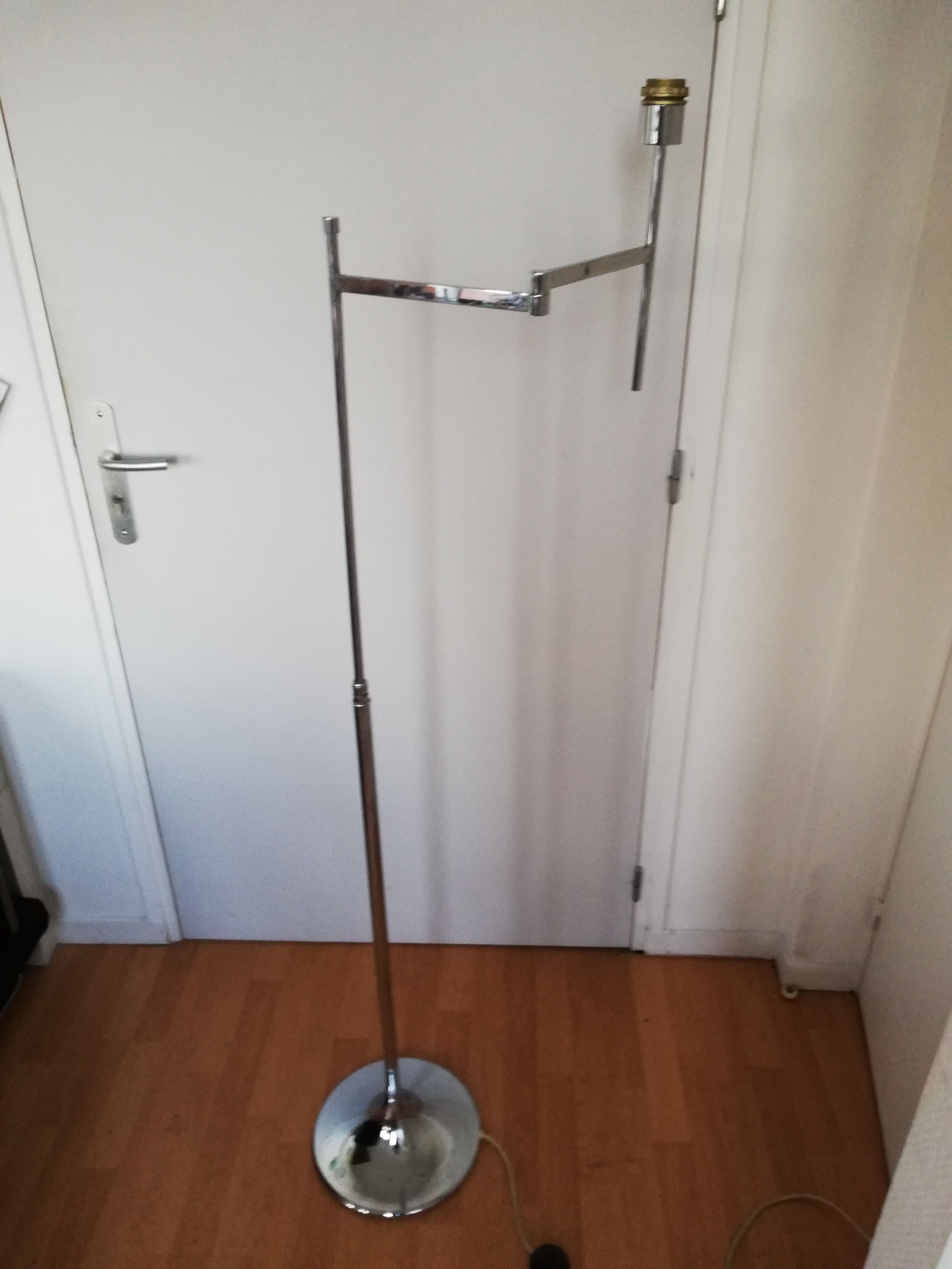 Lampadaire liseuse métal chromé pied tulipe 2 bras articulés