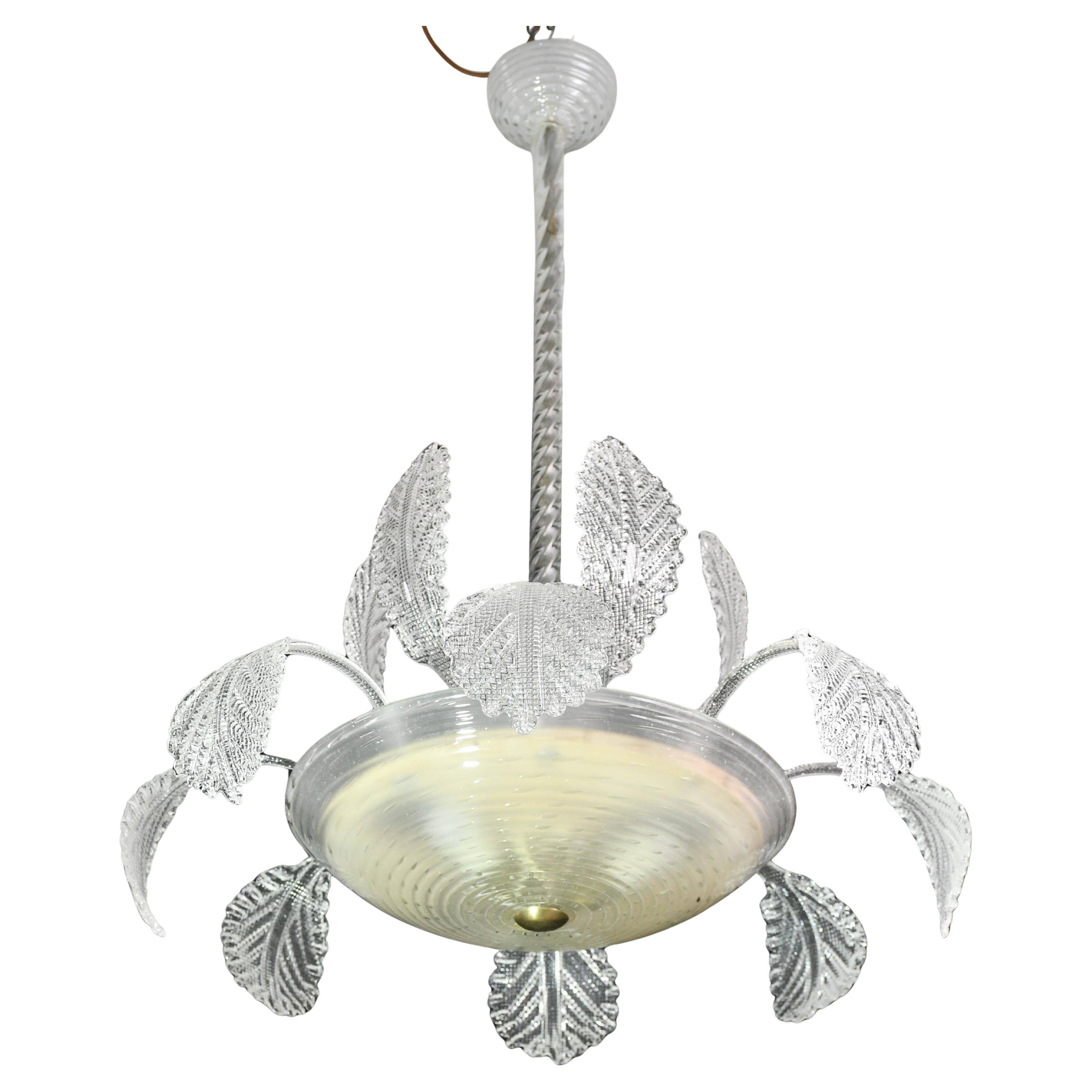 Art Deco Barovier e Toso Chandelier, Murano Glass, 1940s