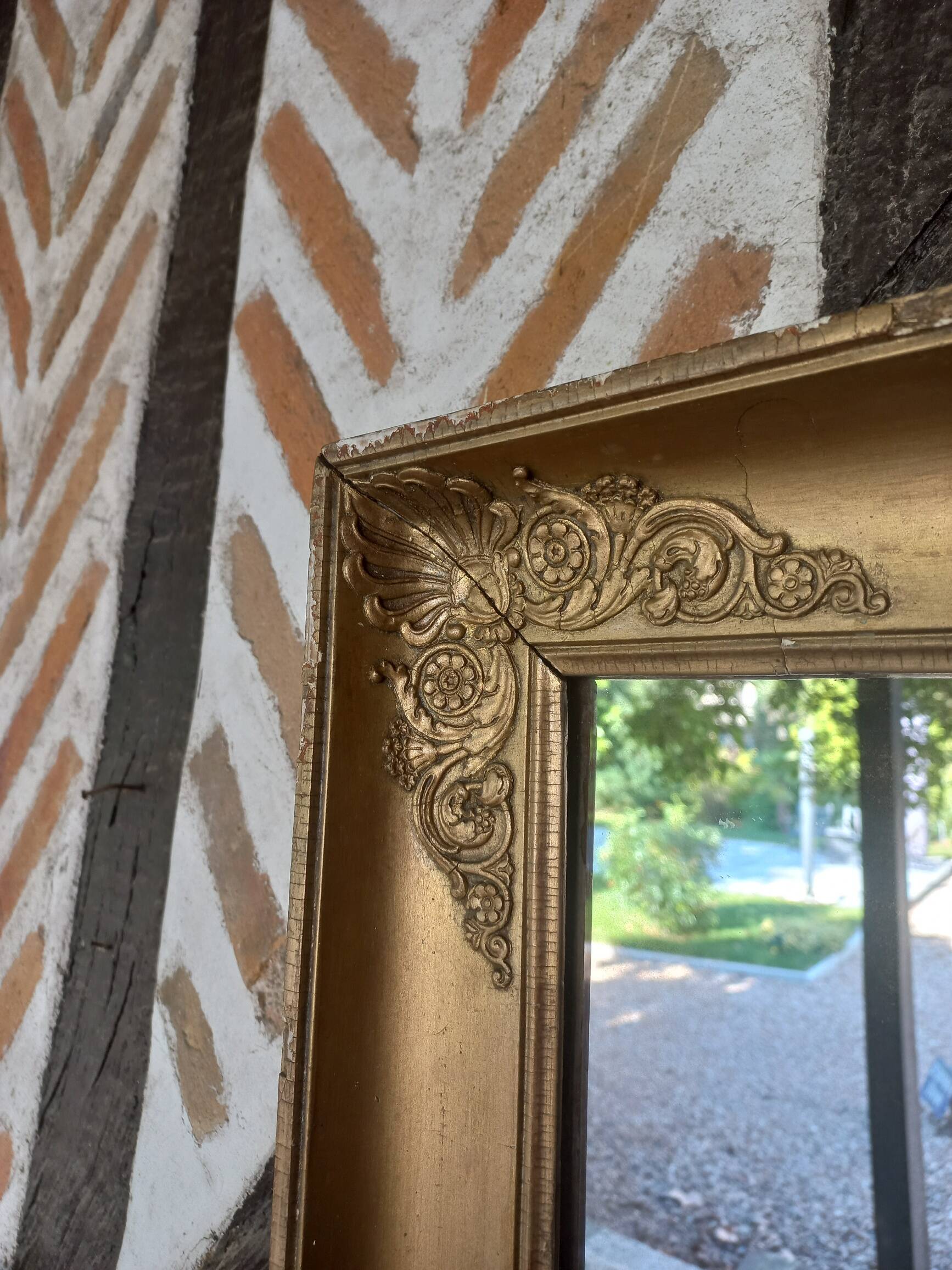 Old gilded wood mirror late 18th century early 19th century