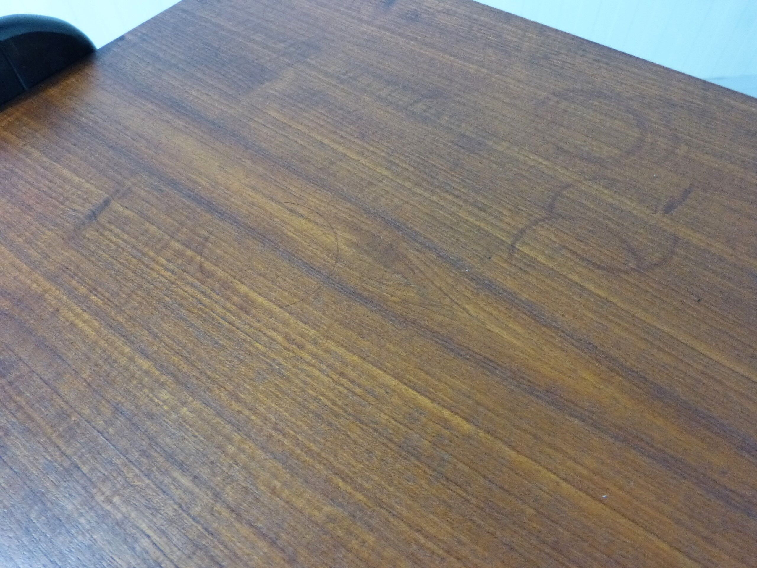 Vintage teak desk with black scissor legs 1960's