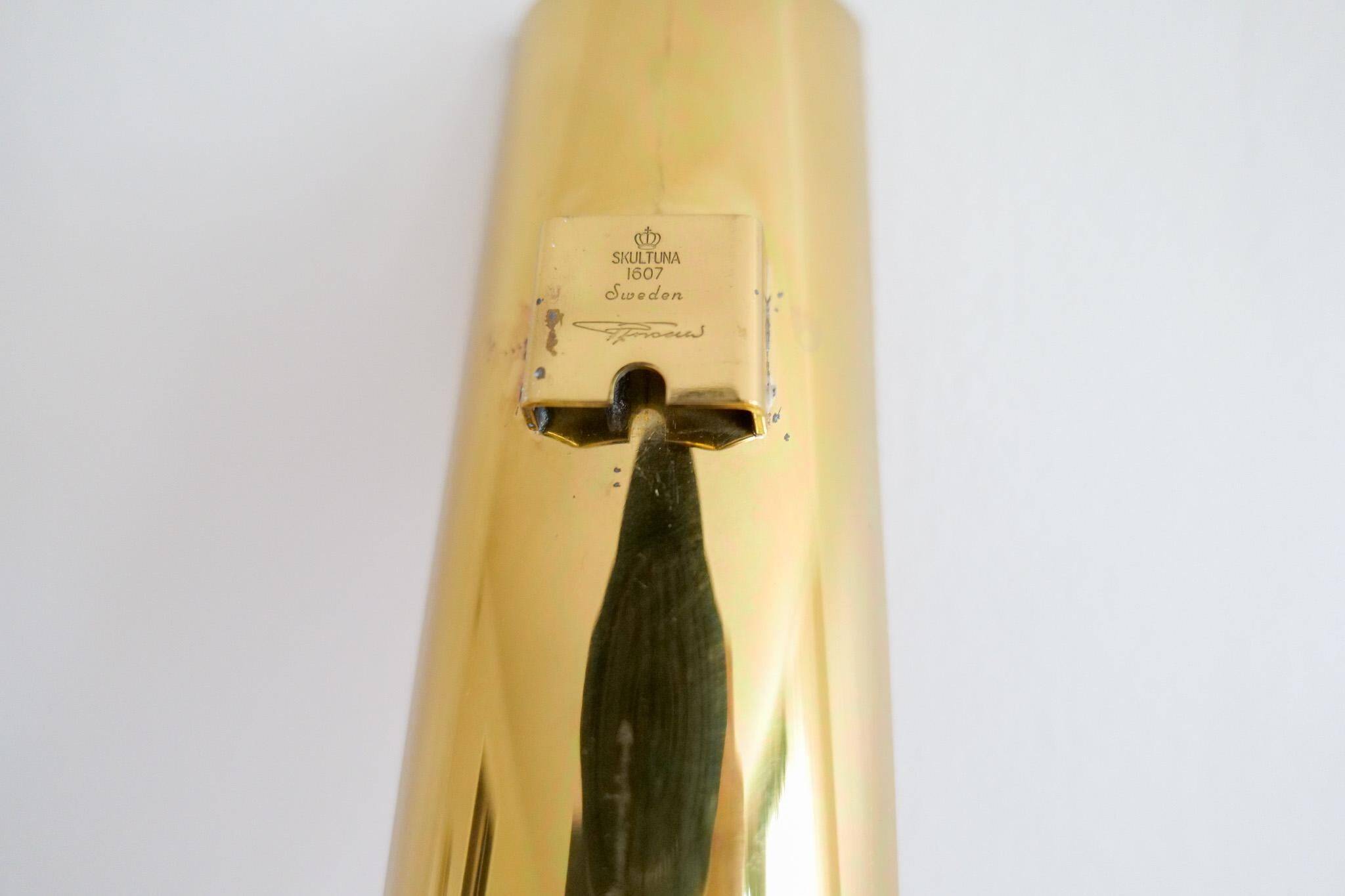 Modern mid-century brass chandelier Reflex Pierre Forssell Skultuna, Sweden