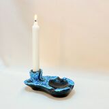 Candle holder ashtray blue fat lava glacier enamels cyclops ceramic pottery Annecy
