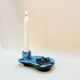 Candle holder ashtray blue fat lava glacier enamels cyclops ceramic pottery Annecy