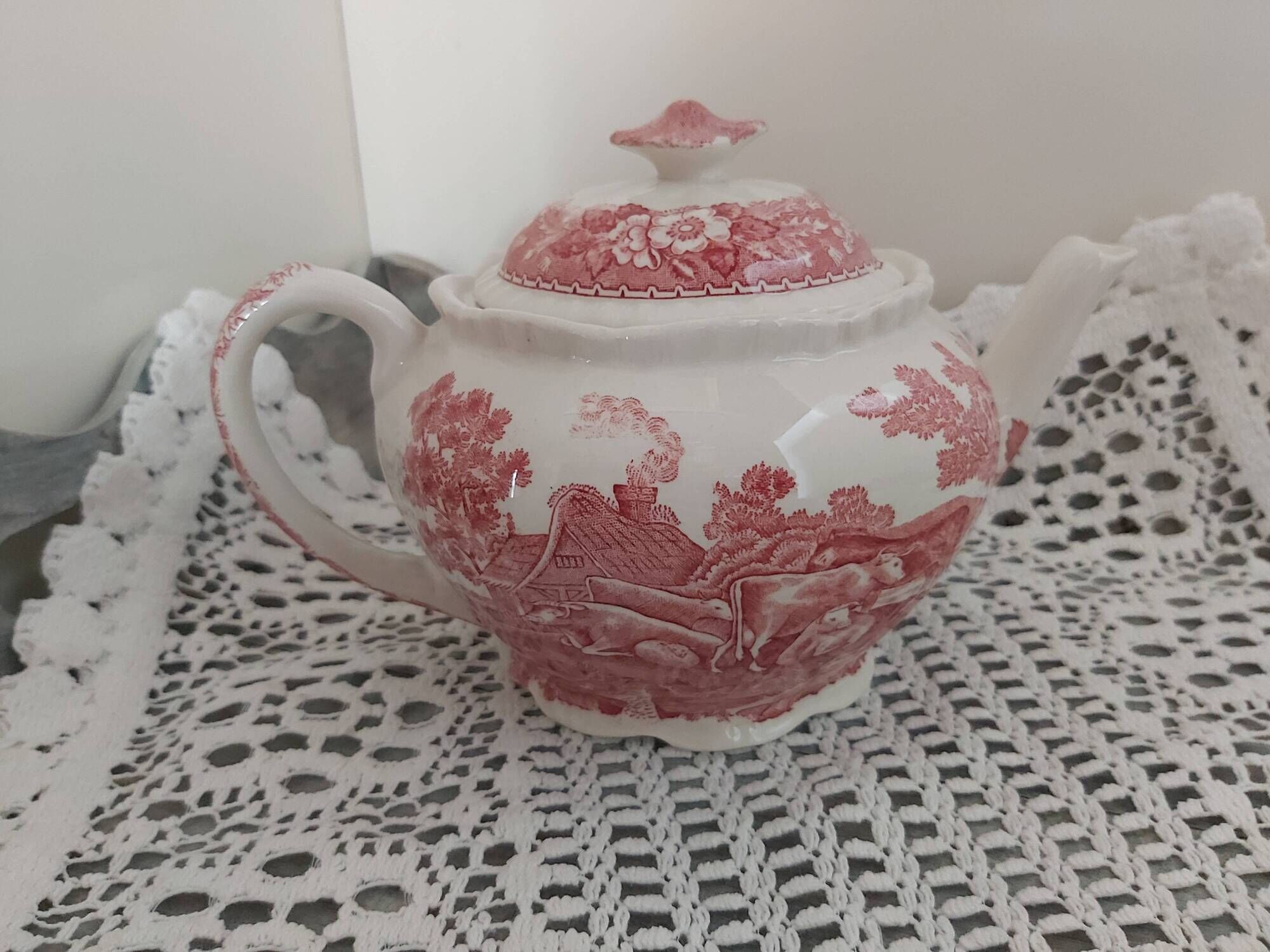 English porcelain teapot adams english scenic