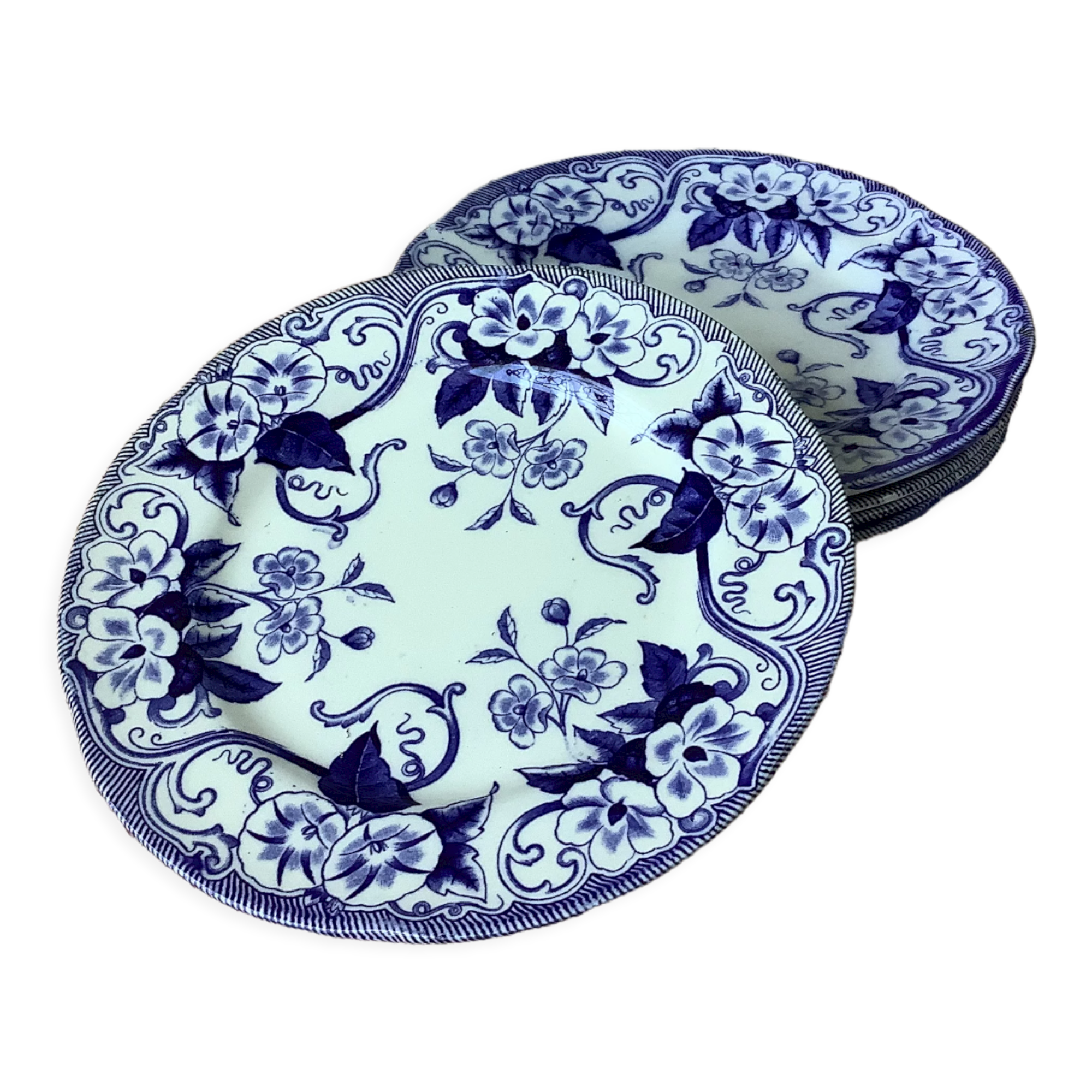 Assiettes Creil & Montereau modèle Flora XIXème - Terre de fer