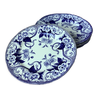 Creil & Montereau plates model Flora XIXth - Terre de fer