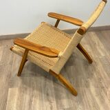 Pair of Scandinavian armchairs in woven solid teak.
