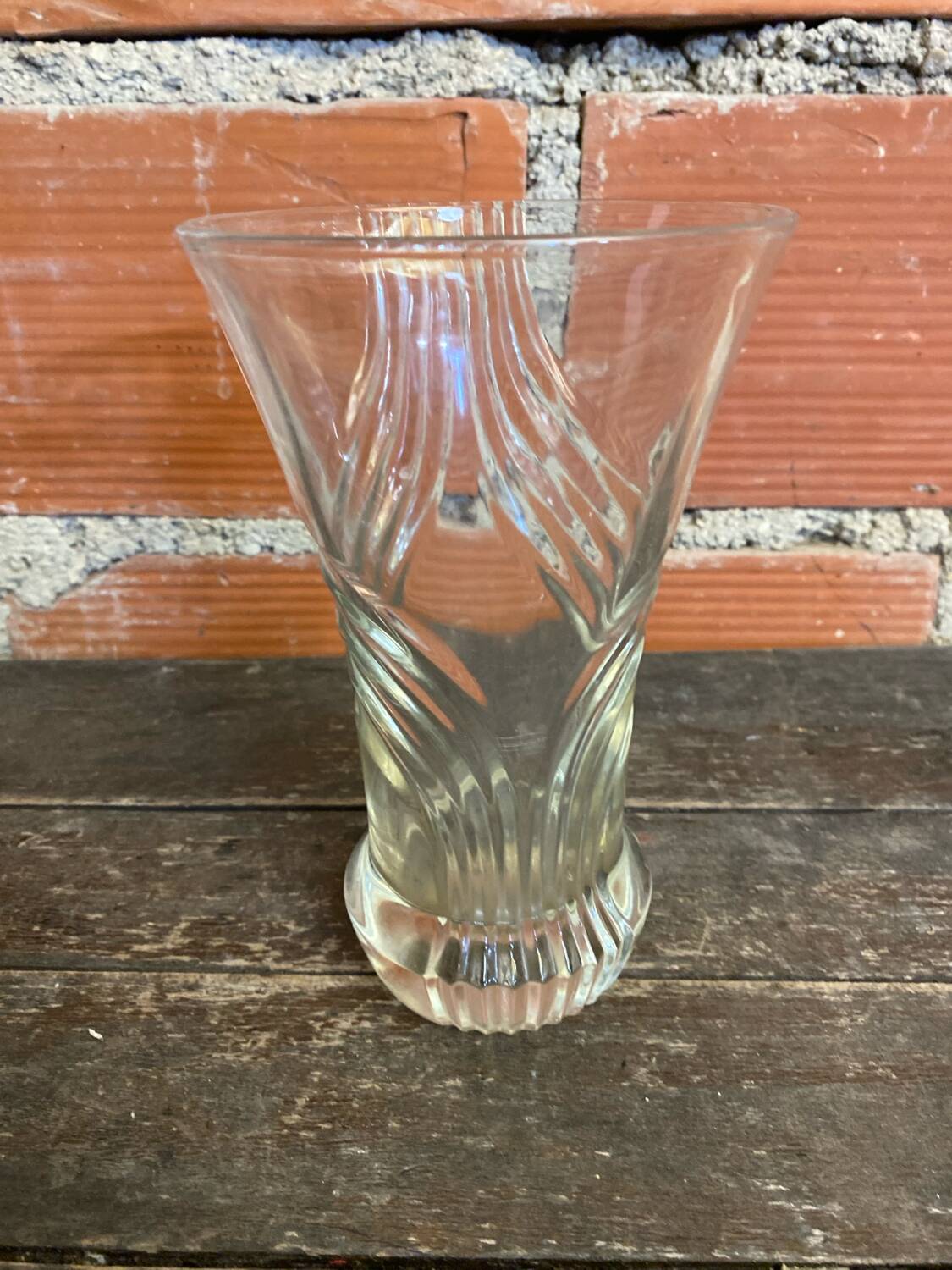 Vintage 1970s Moulded Glass Vase