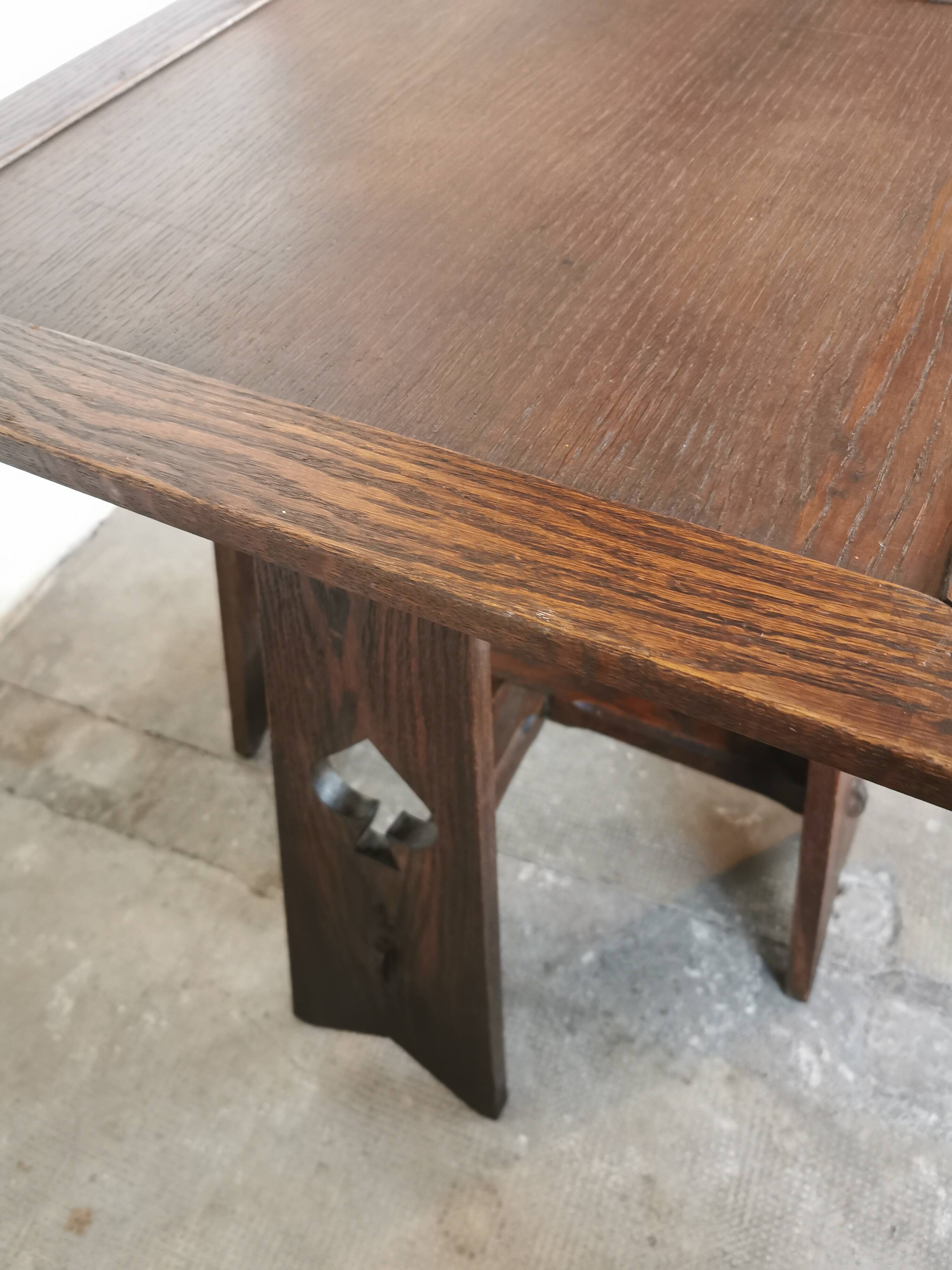 Arts and crafts style oak side table, 1950s