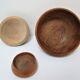 Three bowls solid wood turned patinated vintage