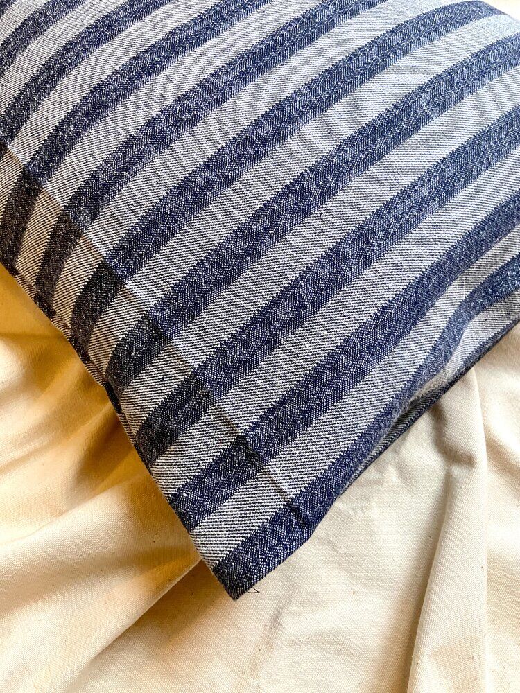 Striped denim cushion 40 cm