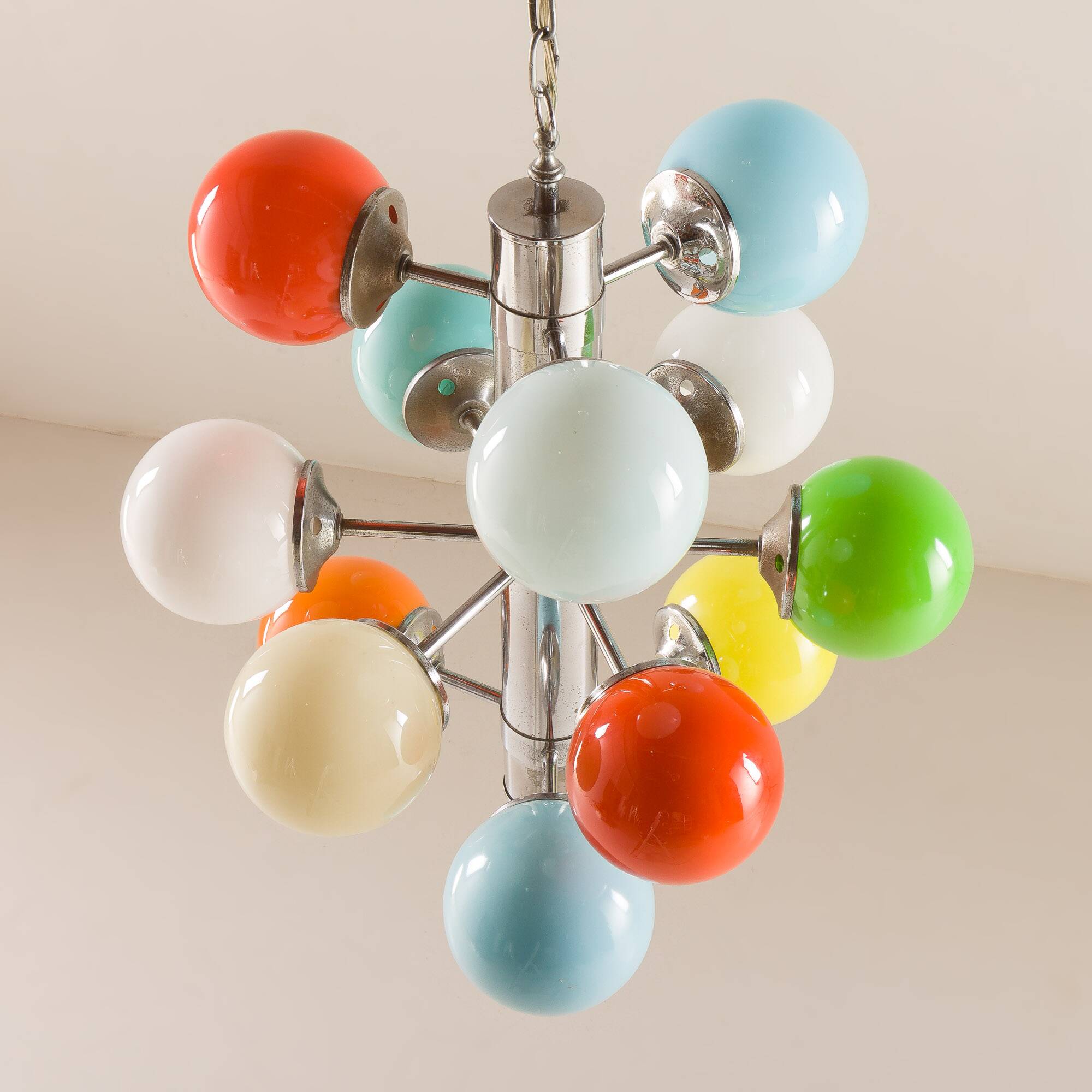 Italian Space Age colorful sputnik glass chandelier, 1970s