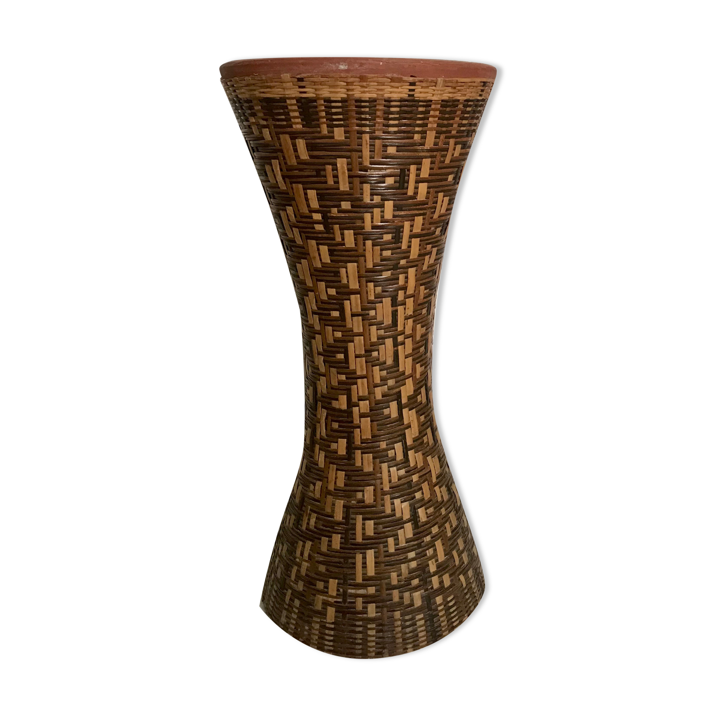 Diabolo vase in braided rattan 40cm