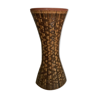 Vase diabolo en rotin tressé 40cm