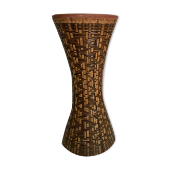 Diabolo vase in braided rattan 40cm