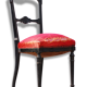 Pair of old black wooden chairs and Red seat.