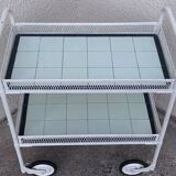 Vintage openwork metal serving trolley from the 1950s