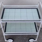 Vintage metal dessert trolley, openwork, 1950s.